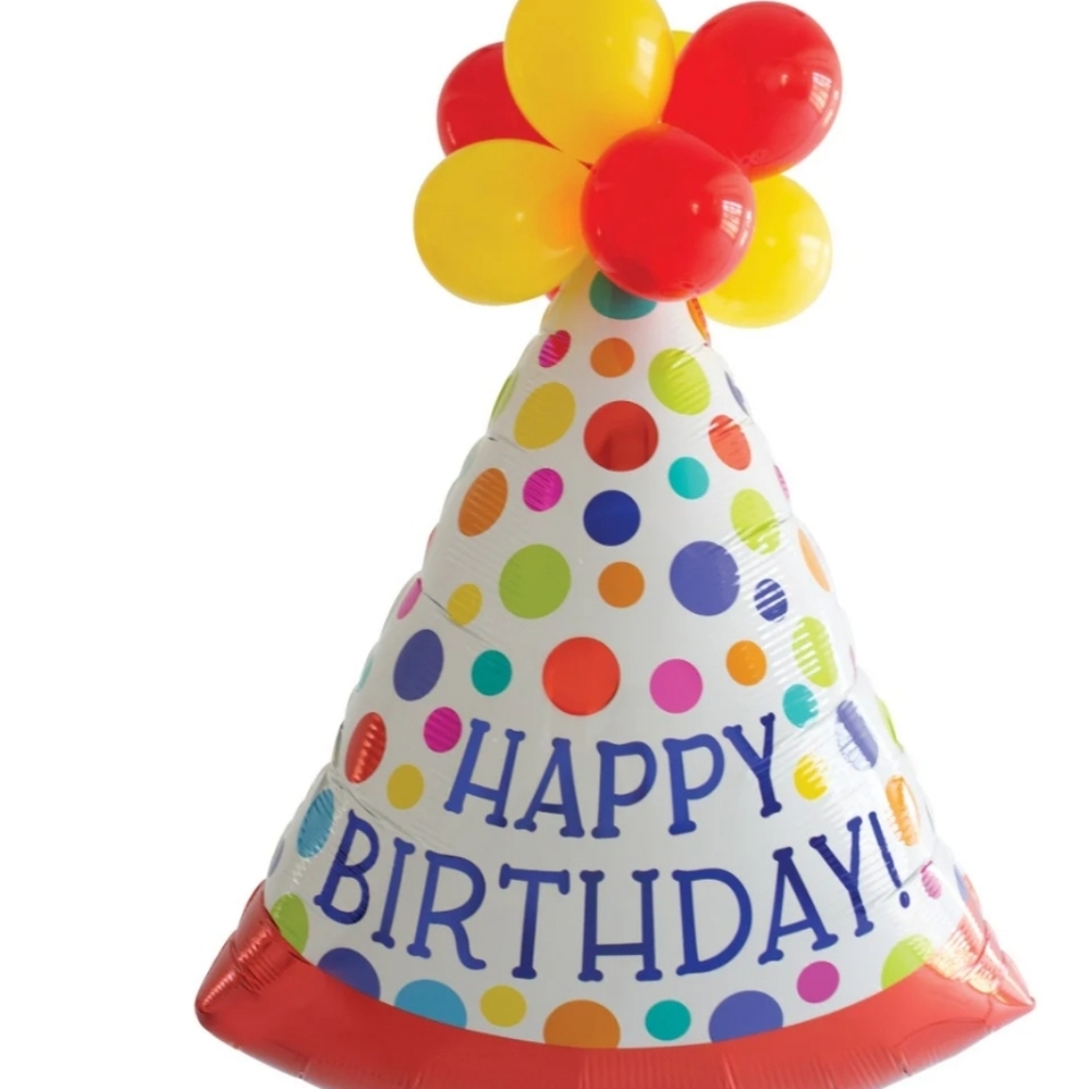 Multicolor Happy Birthday Party Hat Balloon